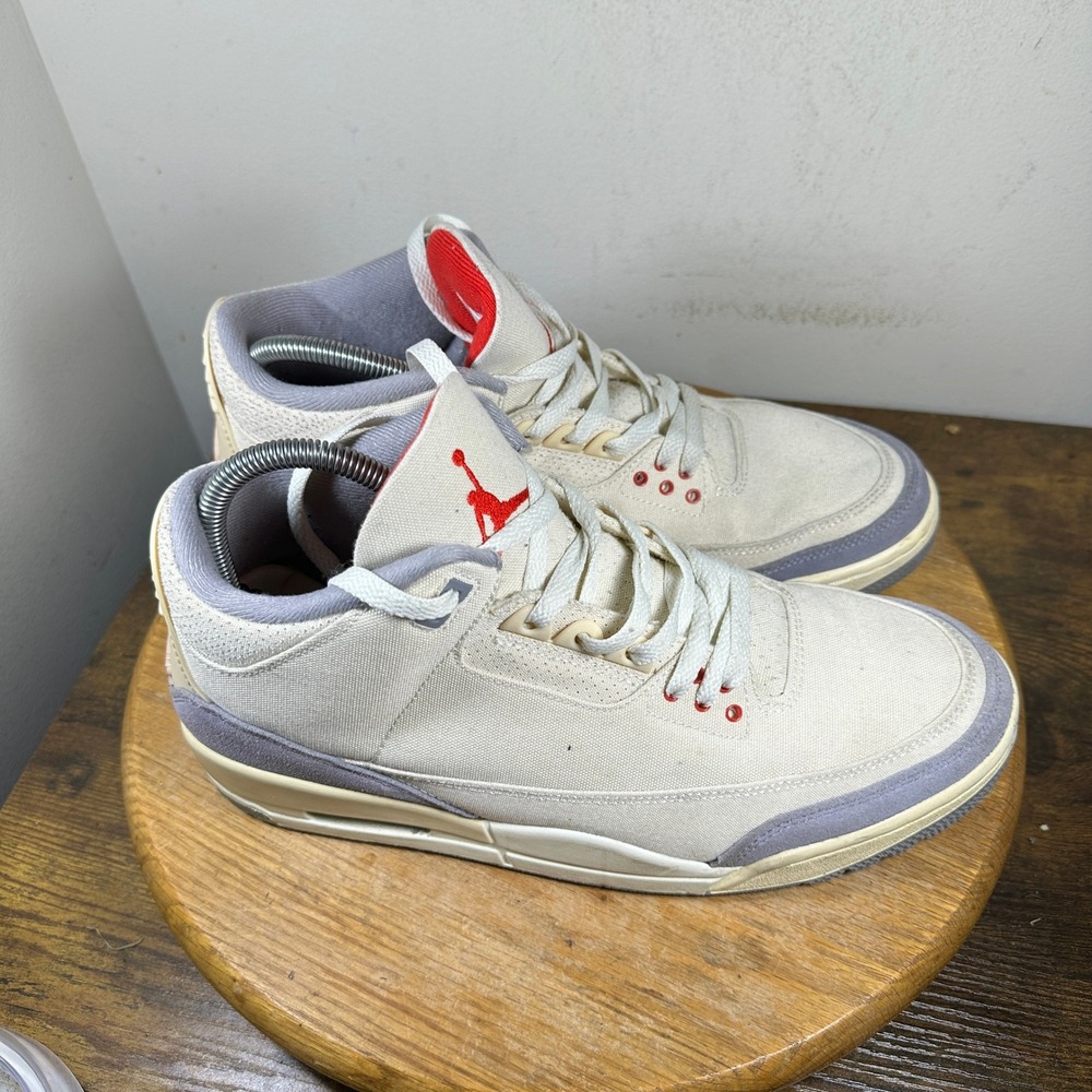 Nike Jordan 3 Retro SE Muslin Mens DH7139-100 Cream Grey Red Sneakers 10.5